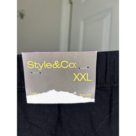STYLE & CO NEW Pull On Capri Womens XXL Black High Rise Slash Pockets - Picture 10 of 10